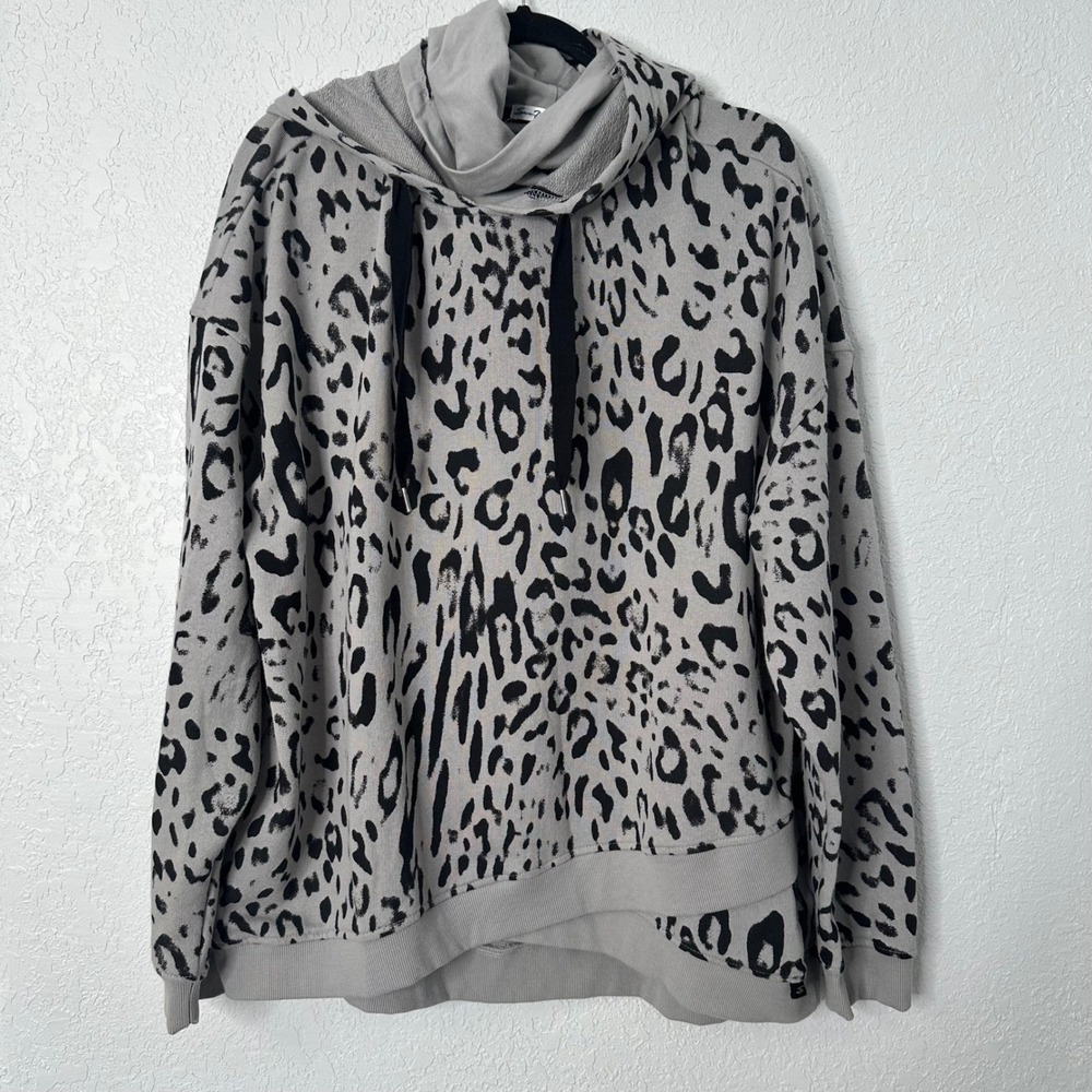 Seven 7 NWOT Women's XXL Leopard Print Cowl Neck Pullover Hoodie Sweatshirt